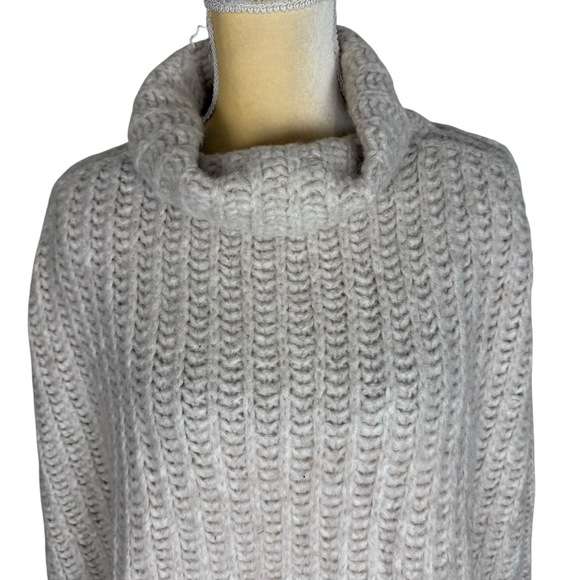 Free People Womens Sweater Size Medium Beige Cropped Turtleneck Cozy Boho - Picture 3 of 11